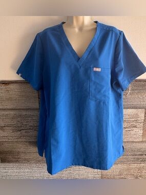 FIGS Catarina Scrub Top XL Blue V-Neck Medical Healthcare Uniform Stretch (Q1)